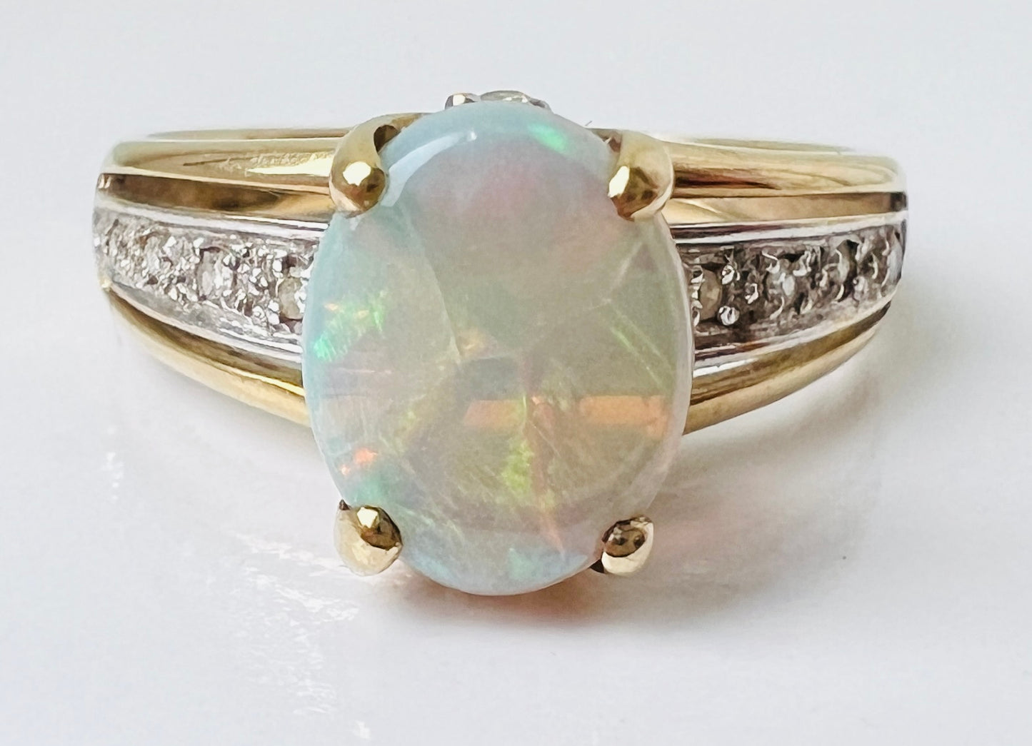 9ct Gold Opal & Diamond Ring