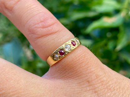 Antique 18ct Gold Ruby & Diamond Ring