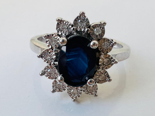 9ct Gold Sapphire & Diamond Ring
