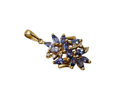 9ct Gold Tanzanite & Diamond Pendant
