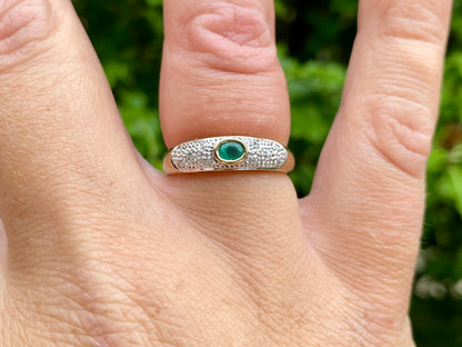 9ct Gold Emerald & Diamond Ring