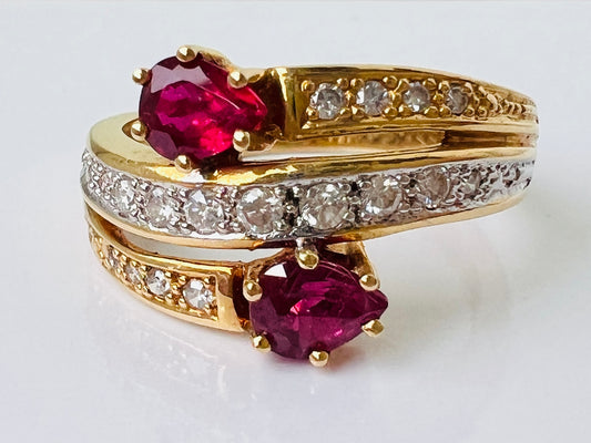 Vintage 18ct Gold Ruby & Diamond Ring