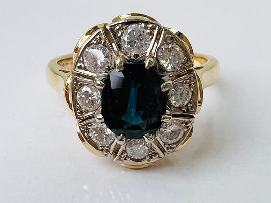 Vintage 18ct Gold Sapphire & Diamond Ring
