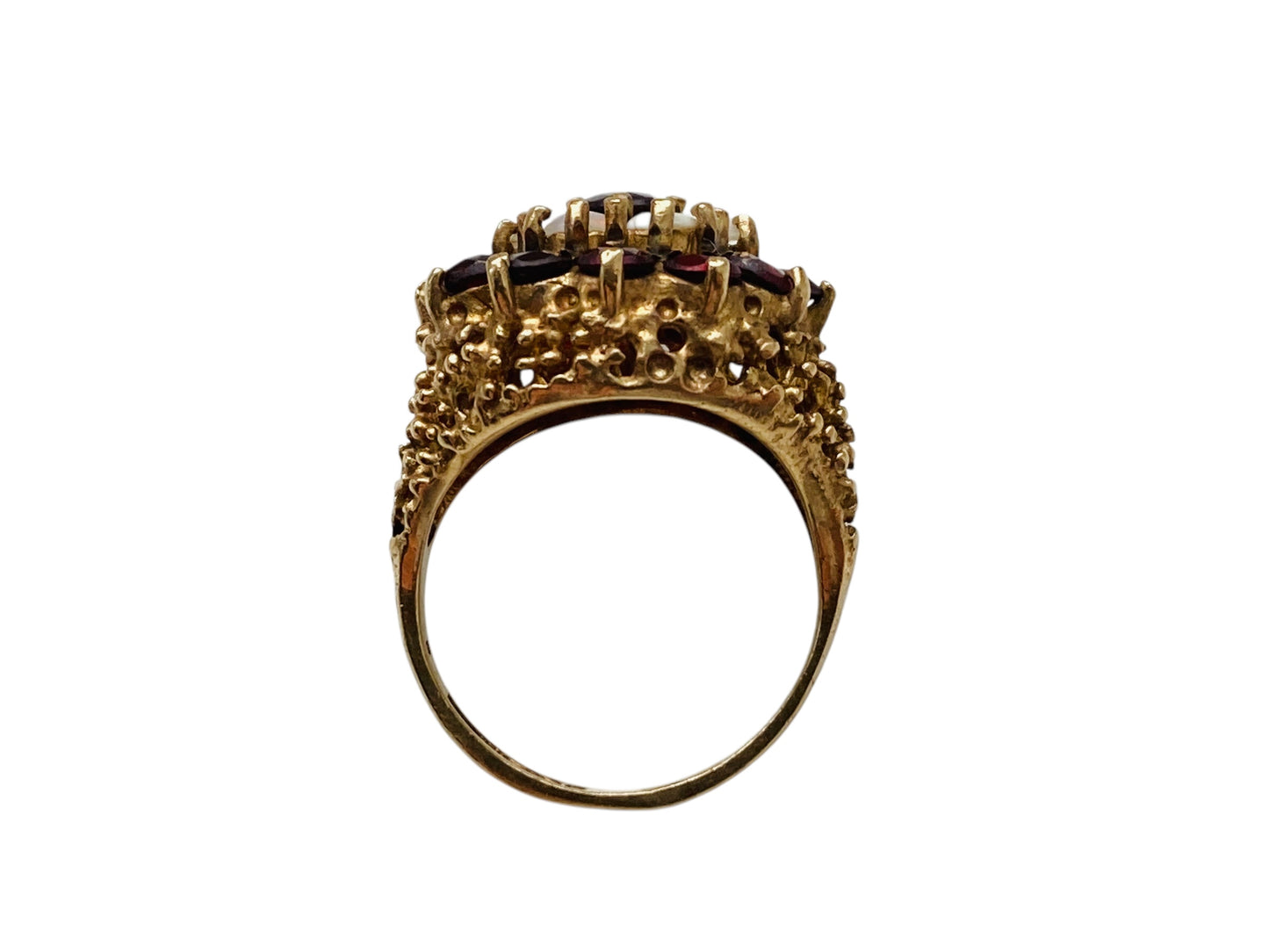 Vintage 9ct Gold Garnet & Opal Ring