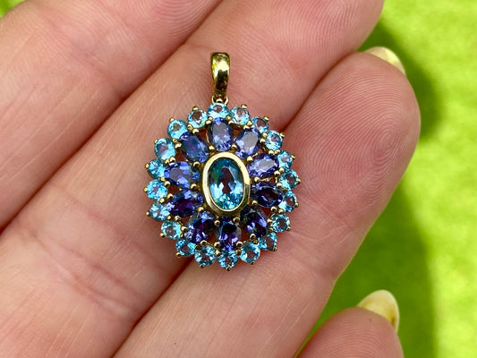 9ct Gold Topaz & Tanzanite Pendant