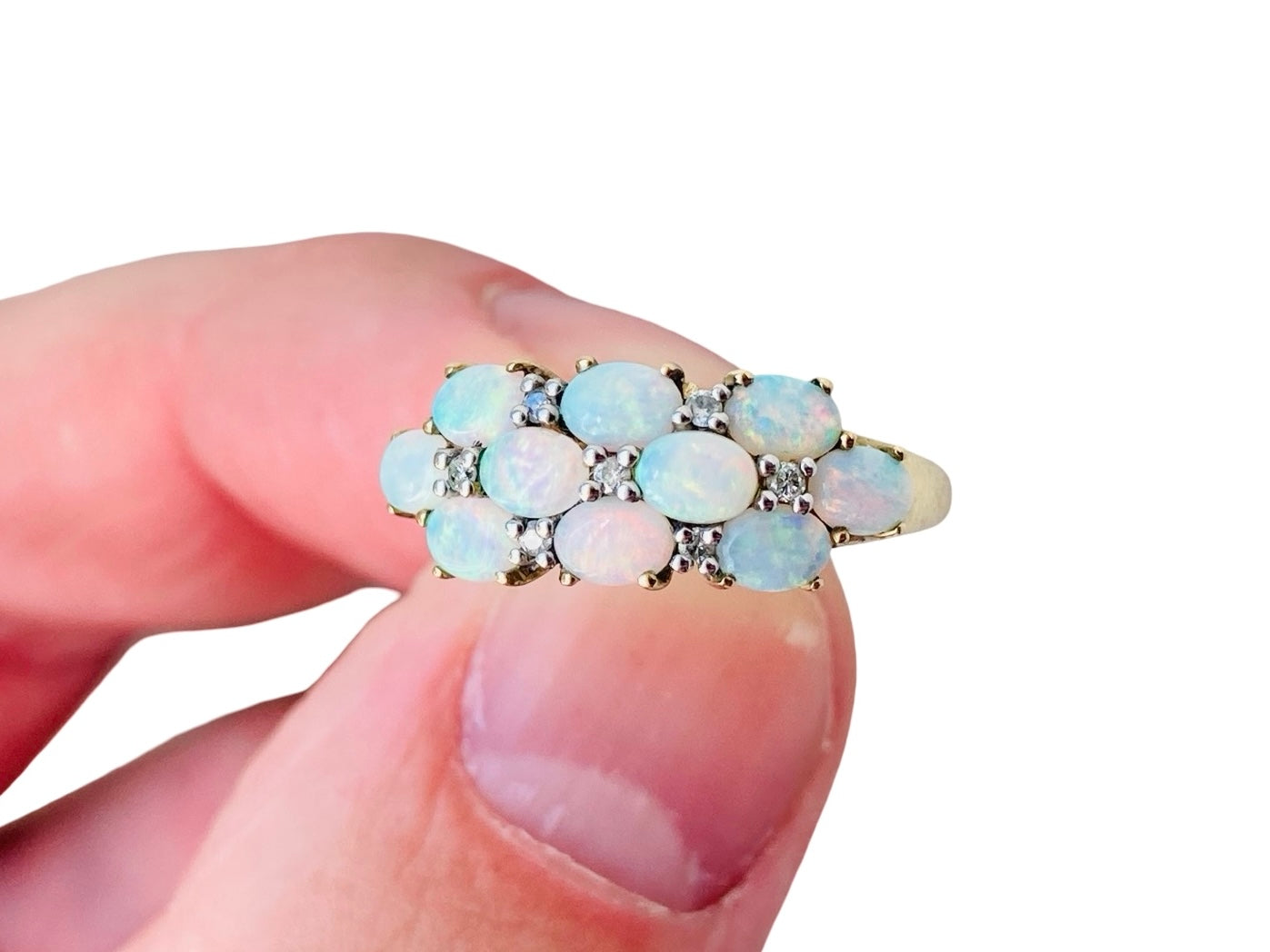 9ct Gold Opal & Diamond Ring