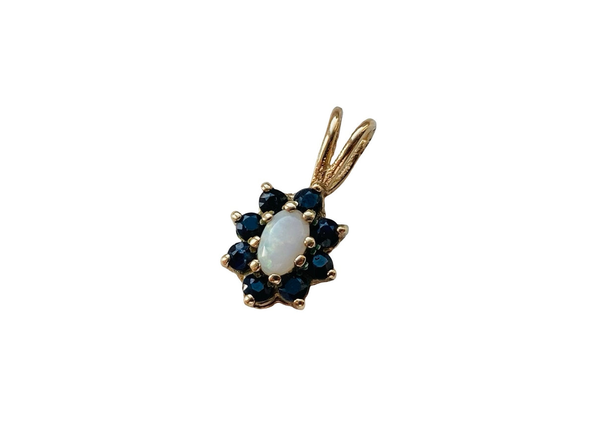 Vintage 9ct Gold Opal & Sapphire Pendant