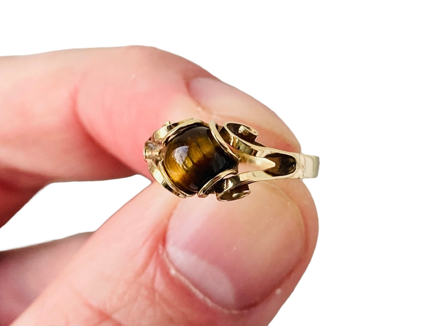 Vintage 9ct Gold Tigers Eye Ring