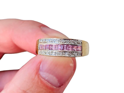 9ct Gold Pink Sapphire & Diamond Ring