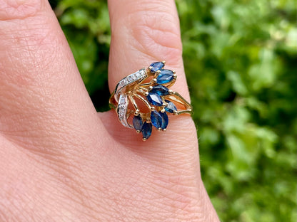 Vintage 9ct Gold Sapphire & Diamond Ring