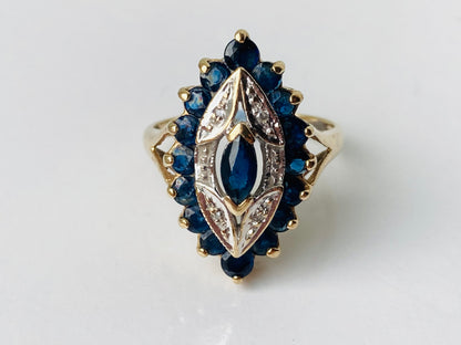 Vintage 9ct Gold Sapphire & Diamond Ring