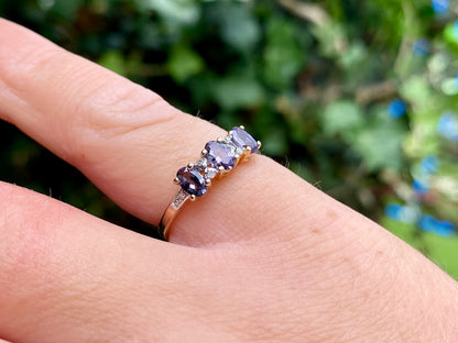 9ct Gold Spinel & Diamond Ring
