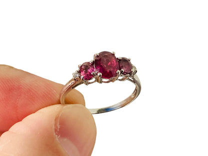 9ct Gold Rhodolite Garnet & Diamond Ring