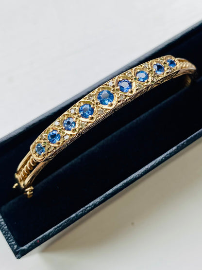 9ct Gold Sapphire & Diamond Bangle