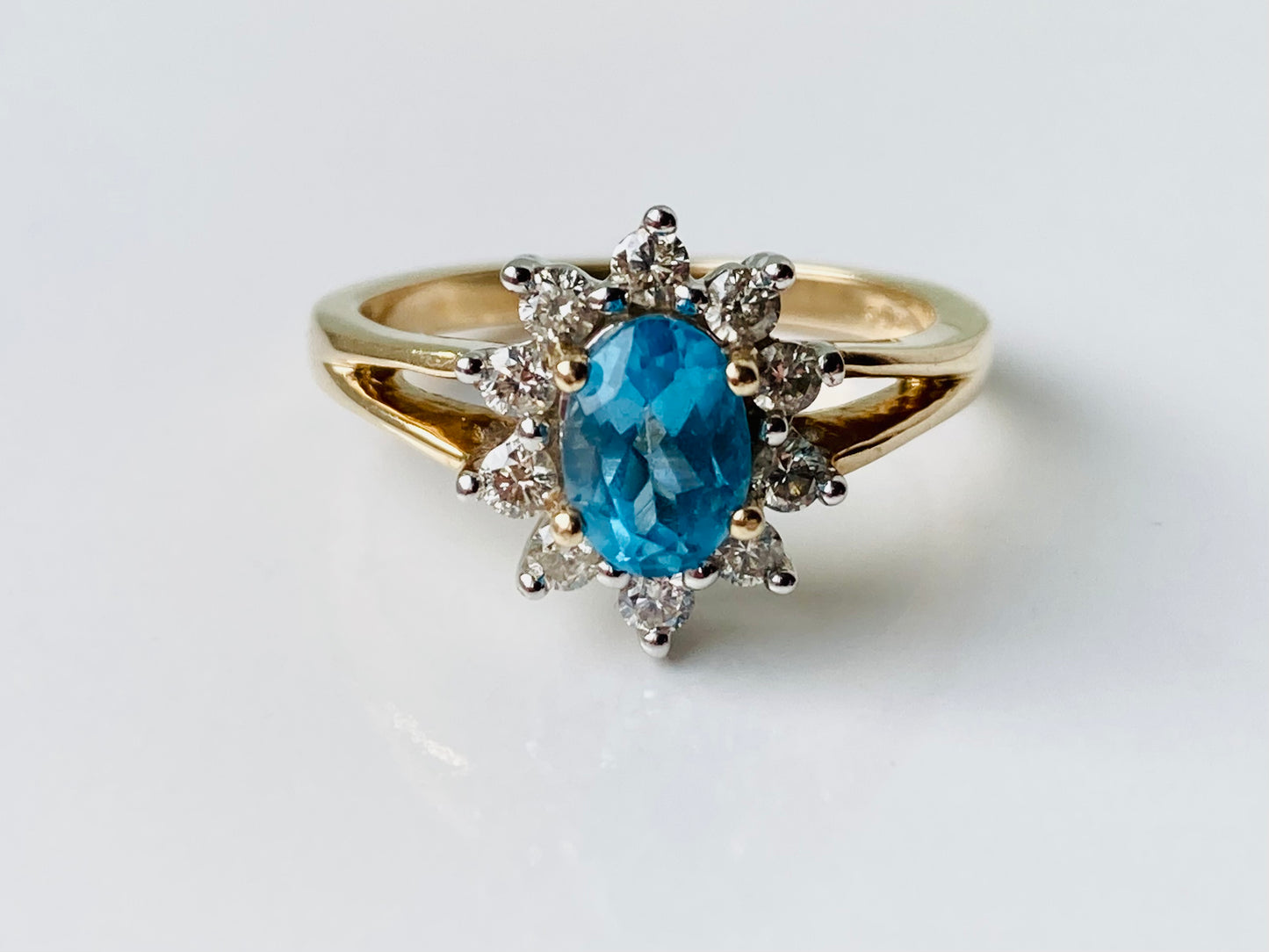 9ct Gold Topaz & Diamond Ring