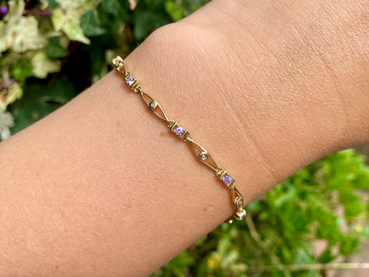 9ct Gold Tanzanite & Diamond Bracelet