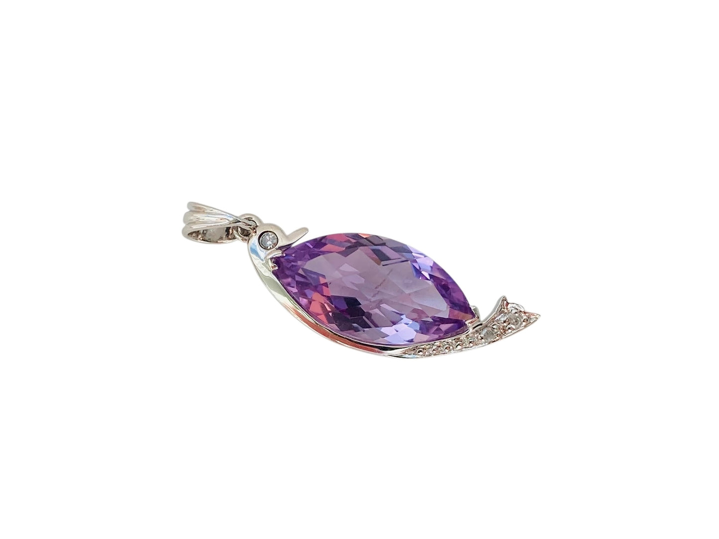 9ct Gold Amethyst & Diamond Pendant