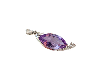 9ct Gold Amethyst & Diamond Pendant