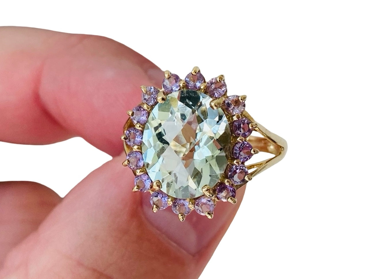 9ct Gold Green & Purple Amethyst Ring