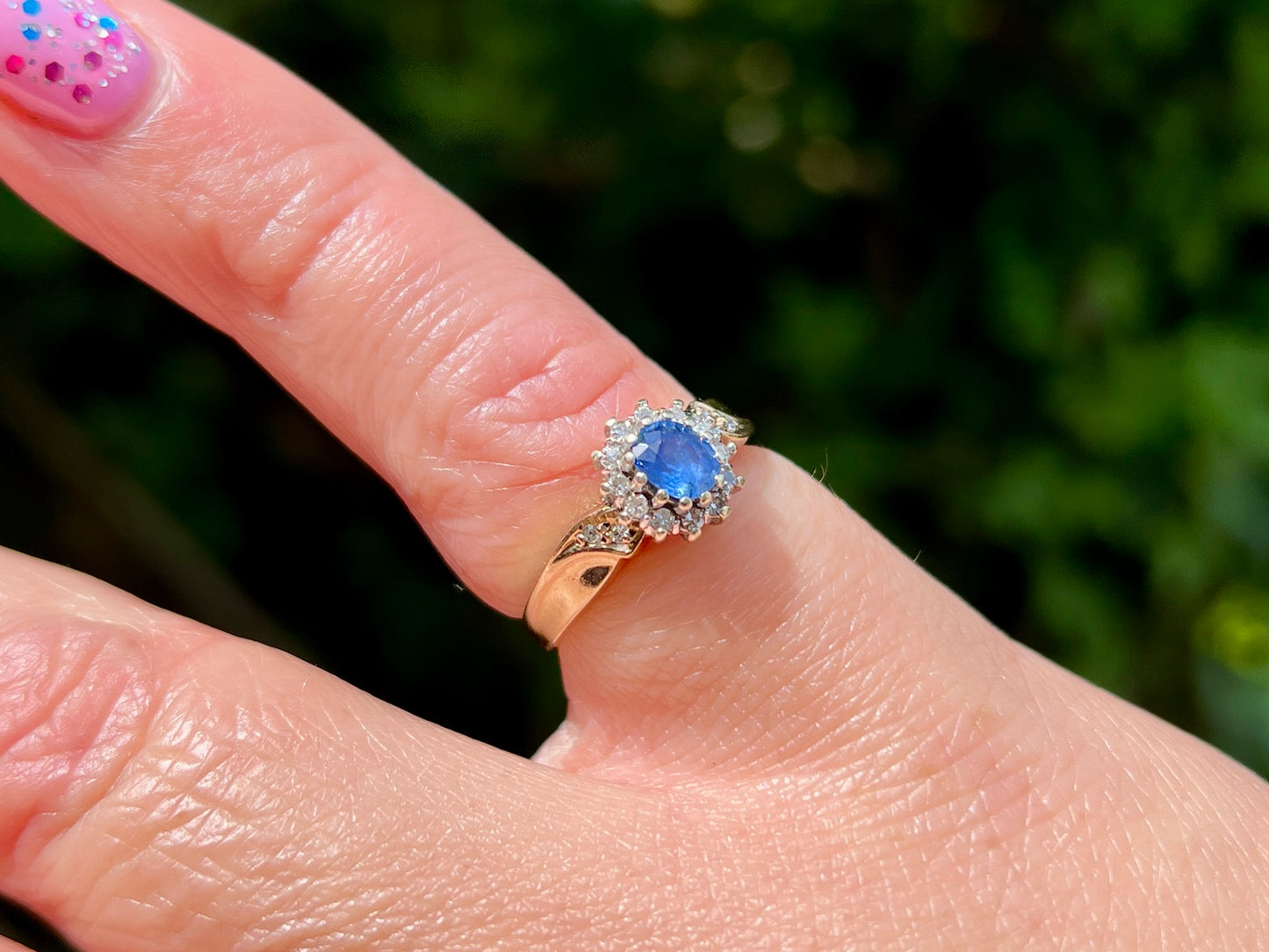 Vintage 9ct Gold Sapphire & Diamond Ring
