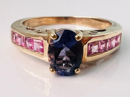 9ct Gold Tanzanite & Pink Sapphire Ring