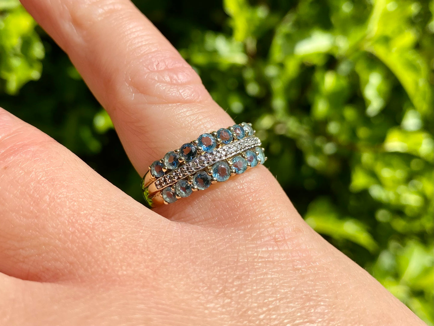 9ct Gold Topaz & Diamond Ring
