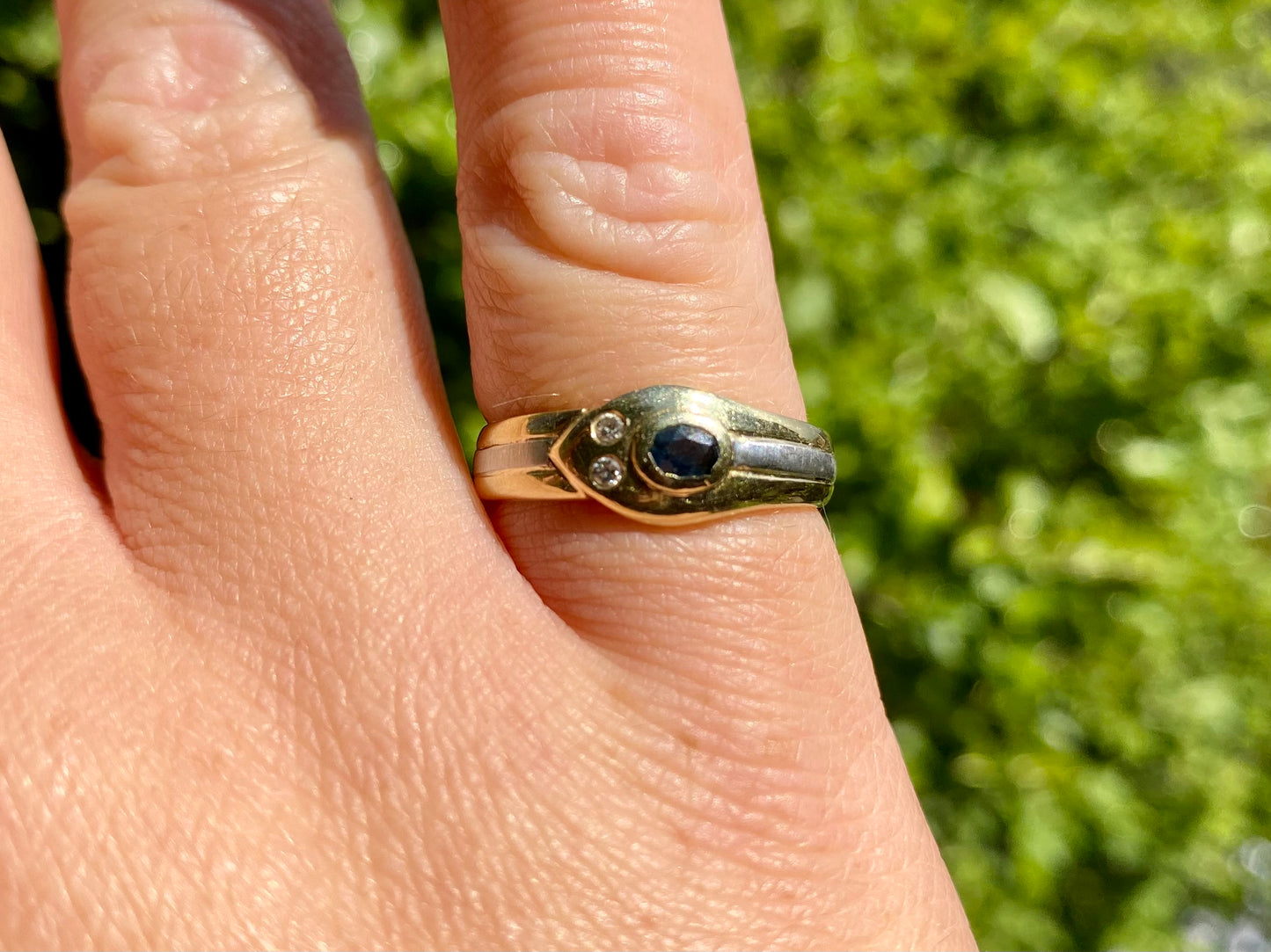 14ct Gold Sapphire & Diamond Snake Ring