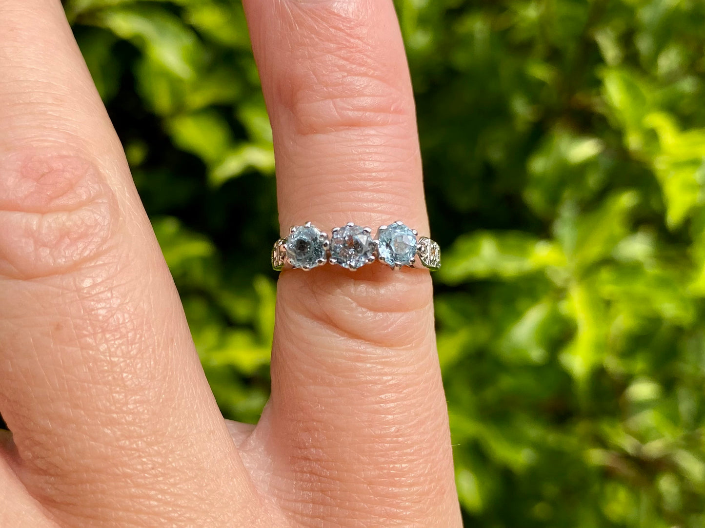 9ct Gold Sky Blue Topaz & Diamond Ring