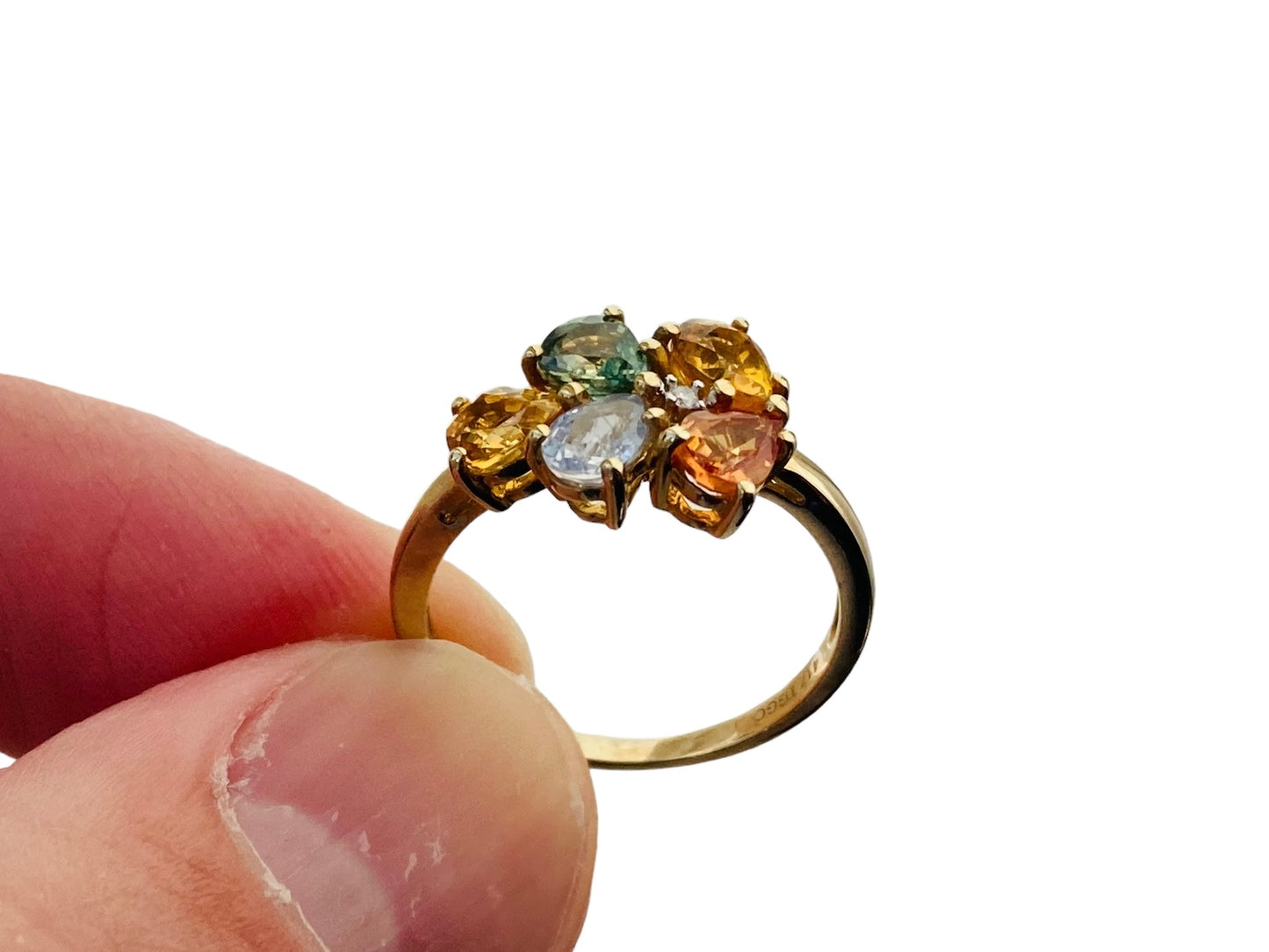 9ct Gold Multi Sapphire & Diamond Ring