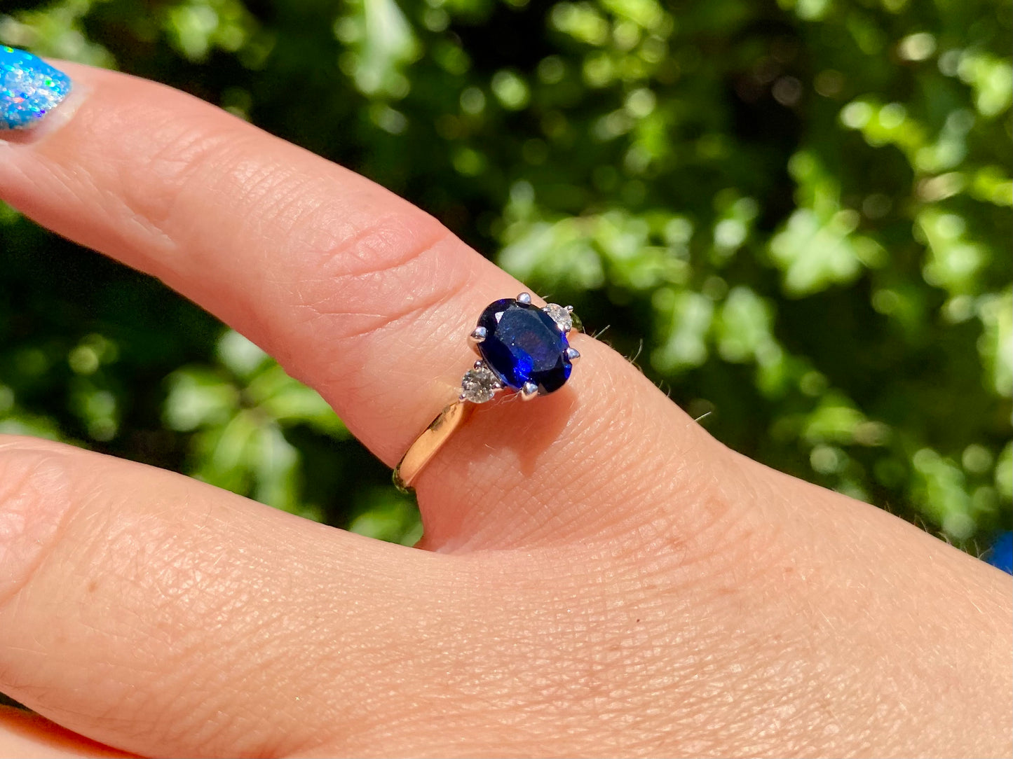 9ct Gold Synthetic Sapphire Ring