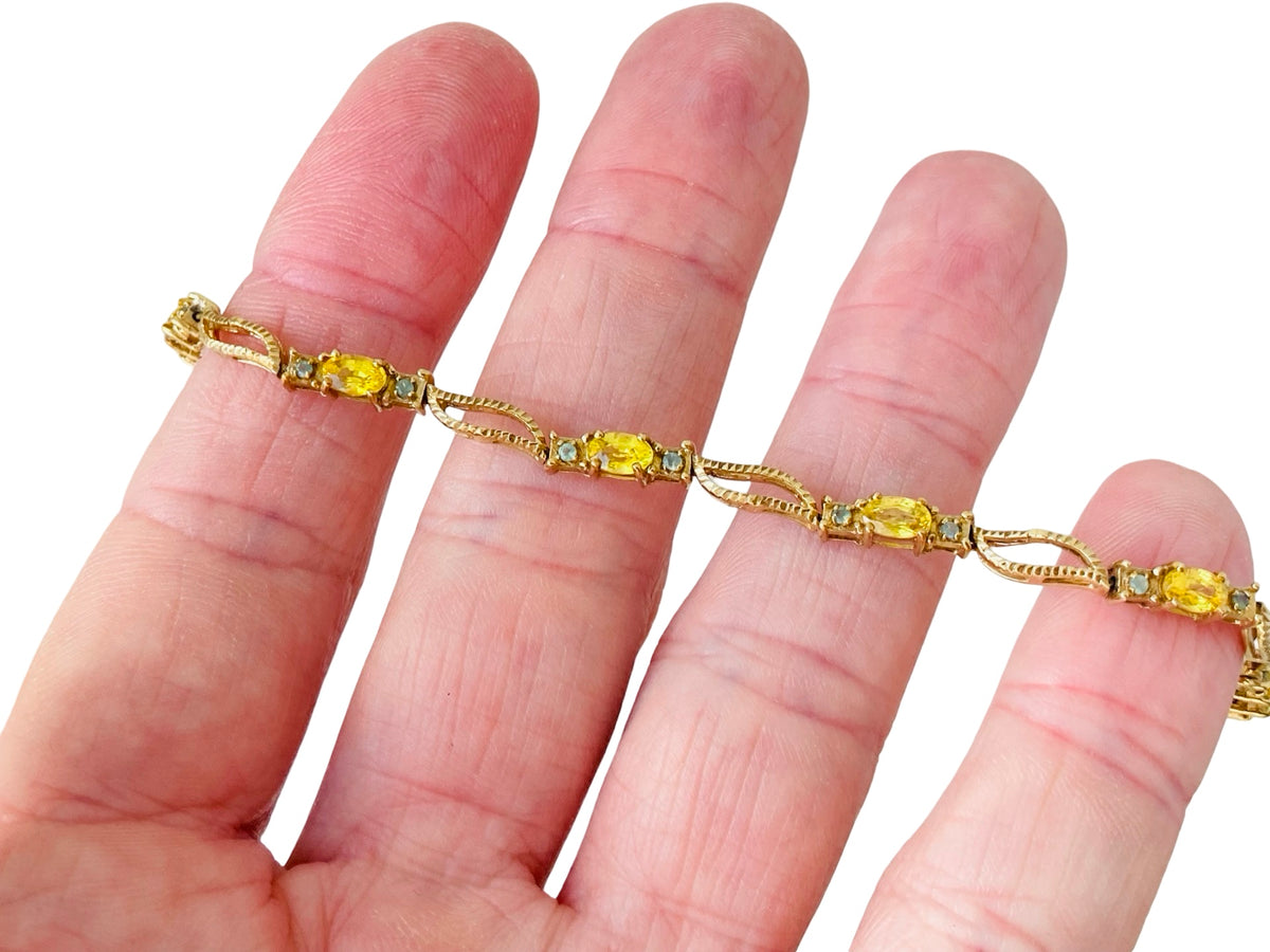 9ct Gold Yellow & Green Sapphire Bracelet