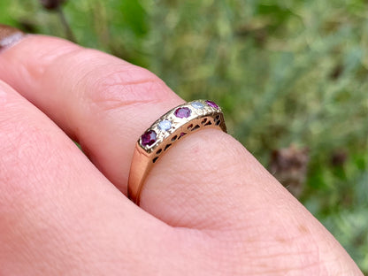 Vintage 9ct Gold Ruby & Diamond Ring