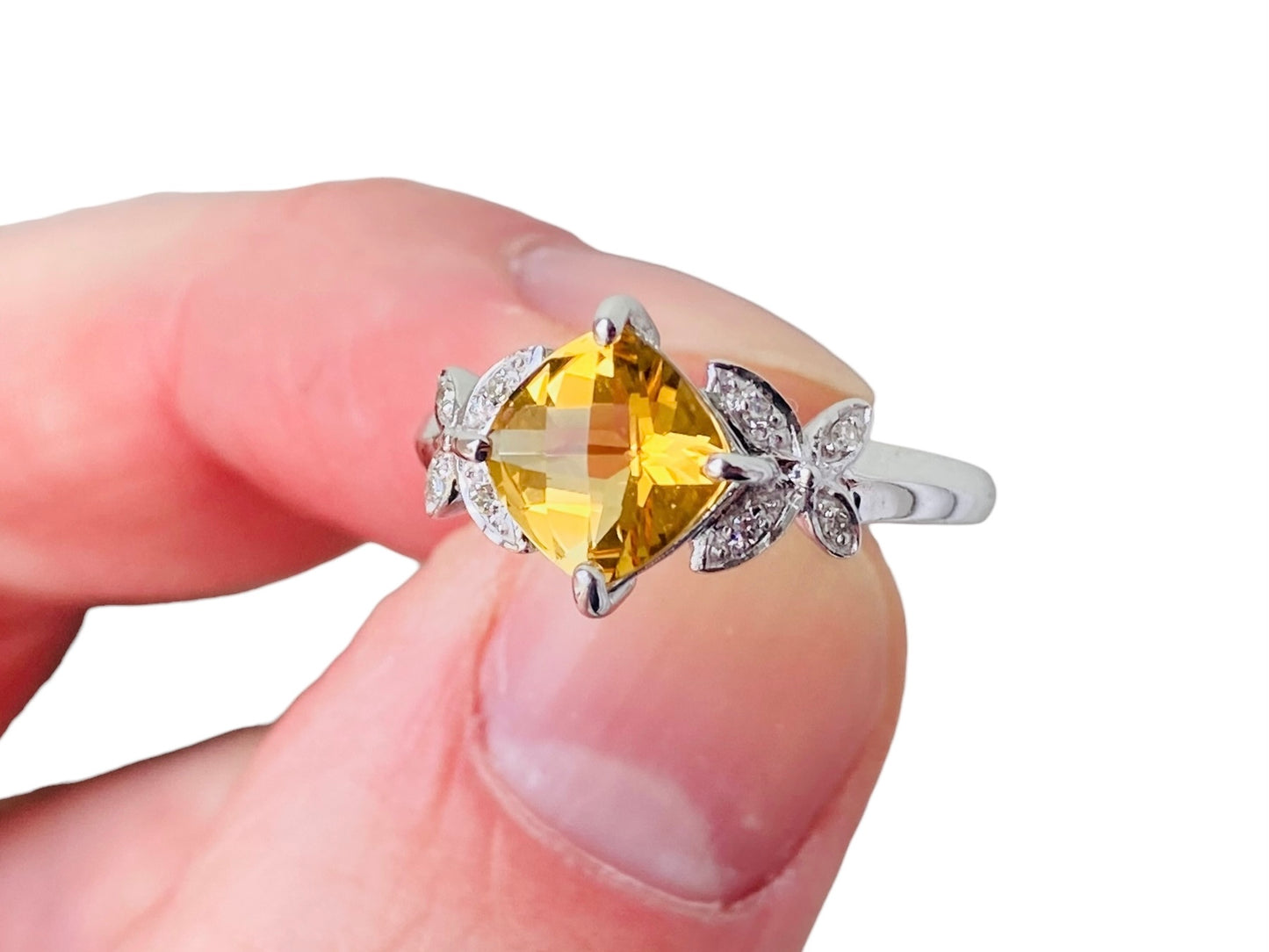 9ct Gold Citrine & Diamond Ring