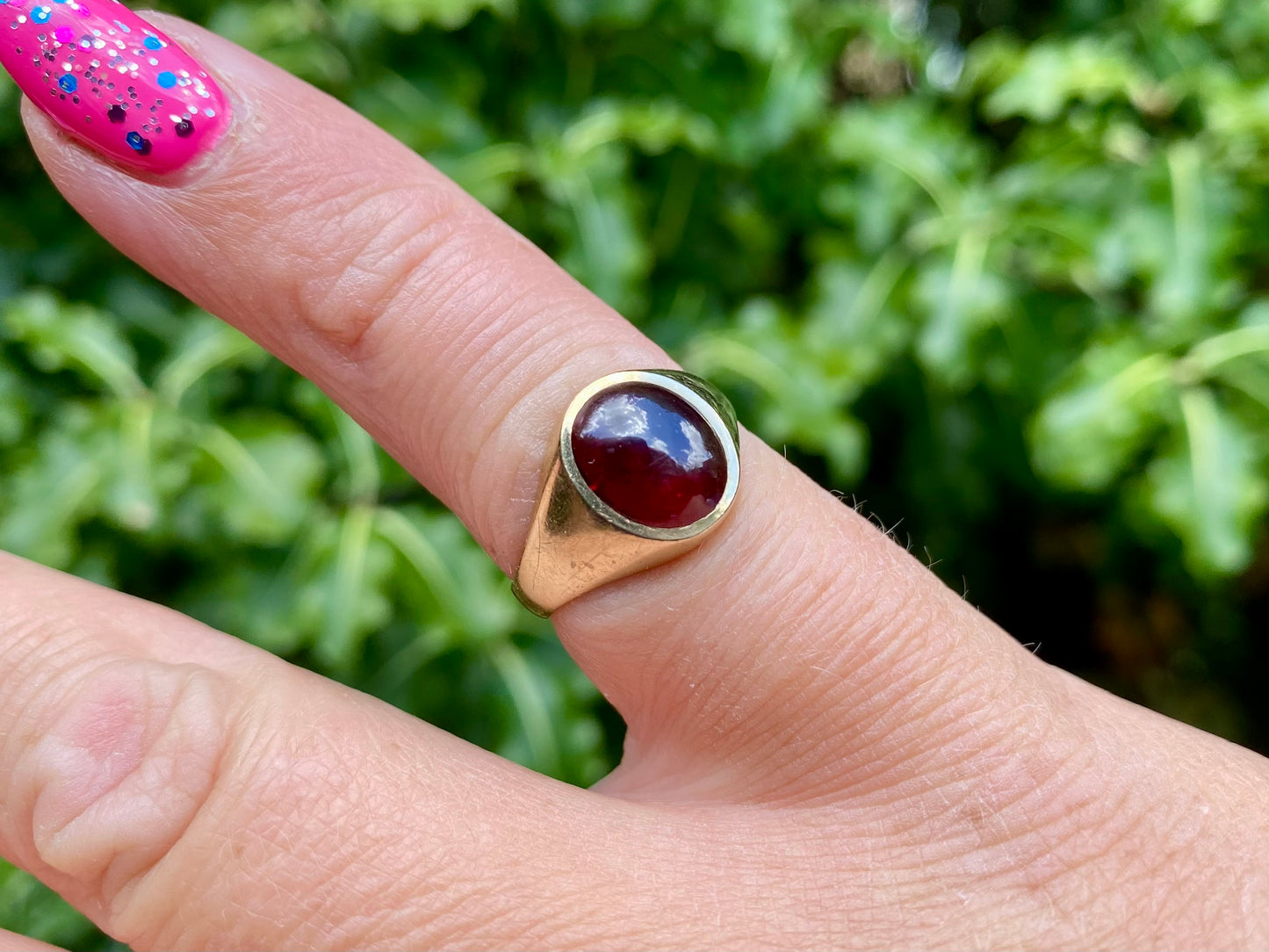 Vintage 9ct Gold Rhodolite Garnet Ring