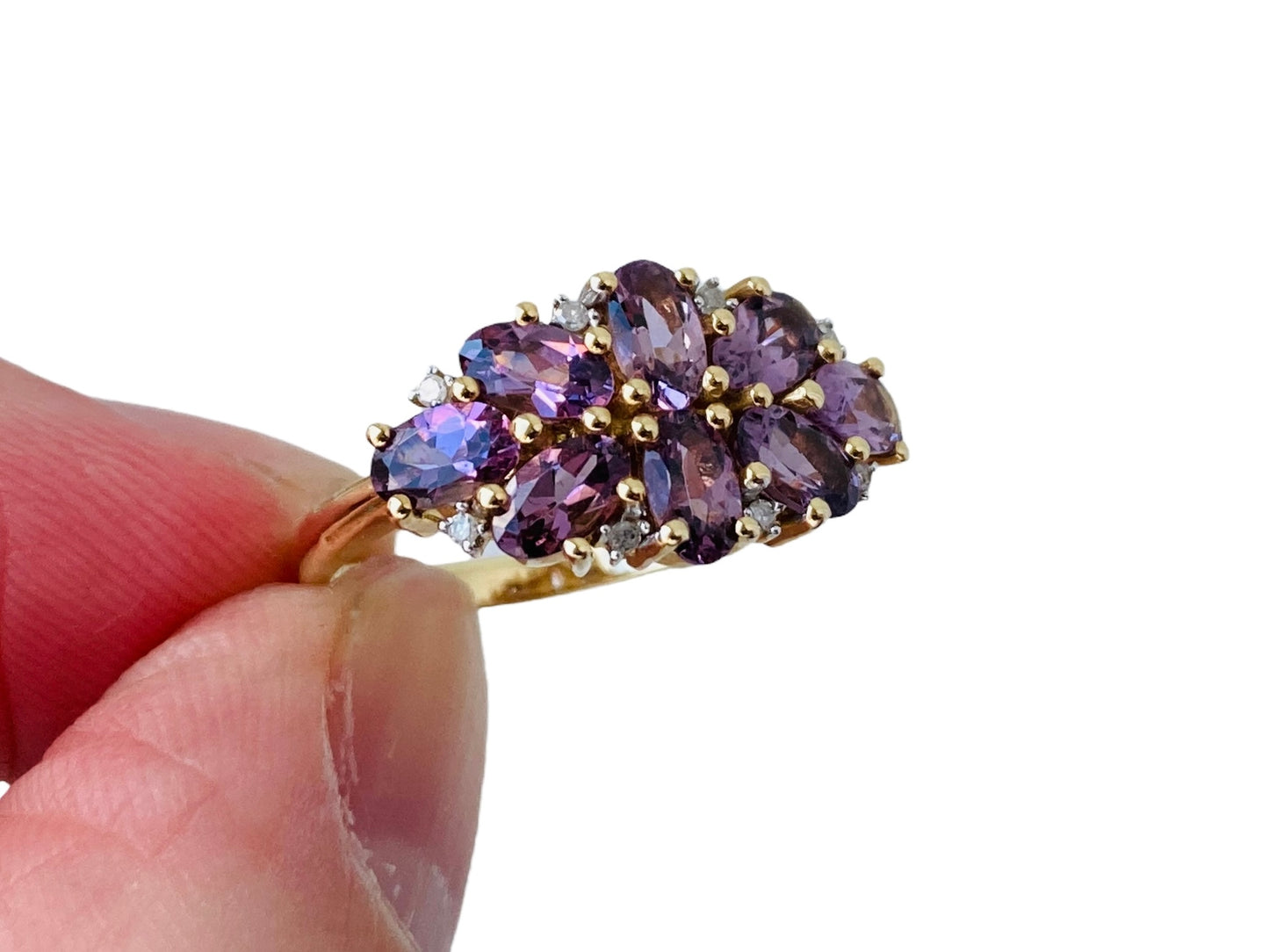 9ct Gold Purple Spinel & Diamond Ring
