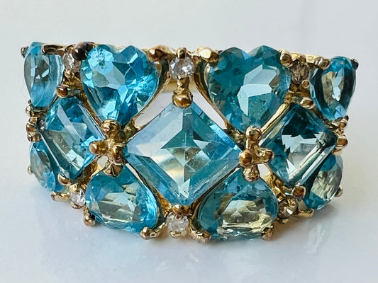 9ct Gold Topaz & Diamond Ring