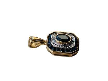 9ct Gold Sapphire & Diamond Pendant