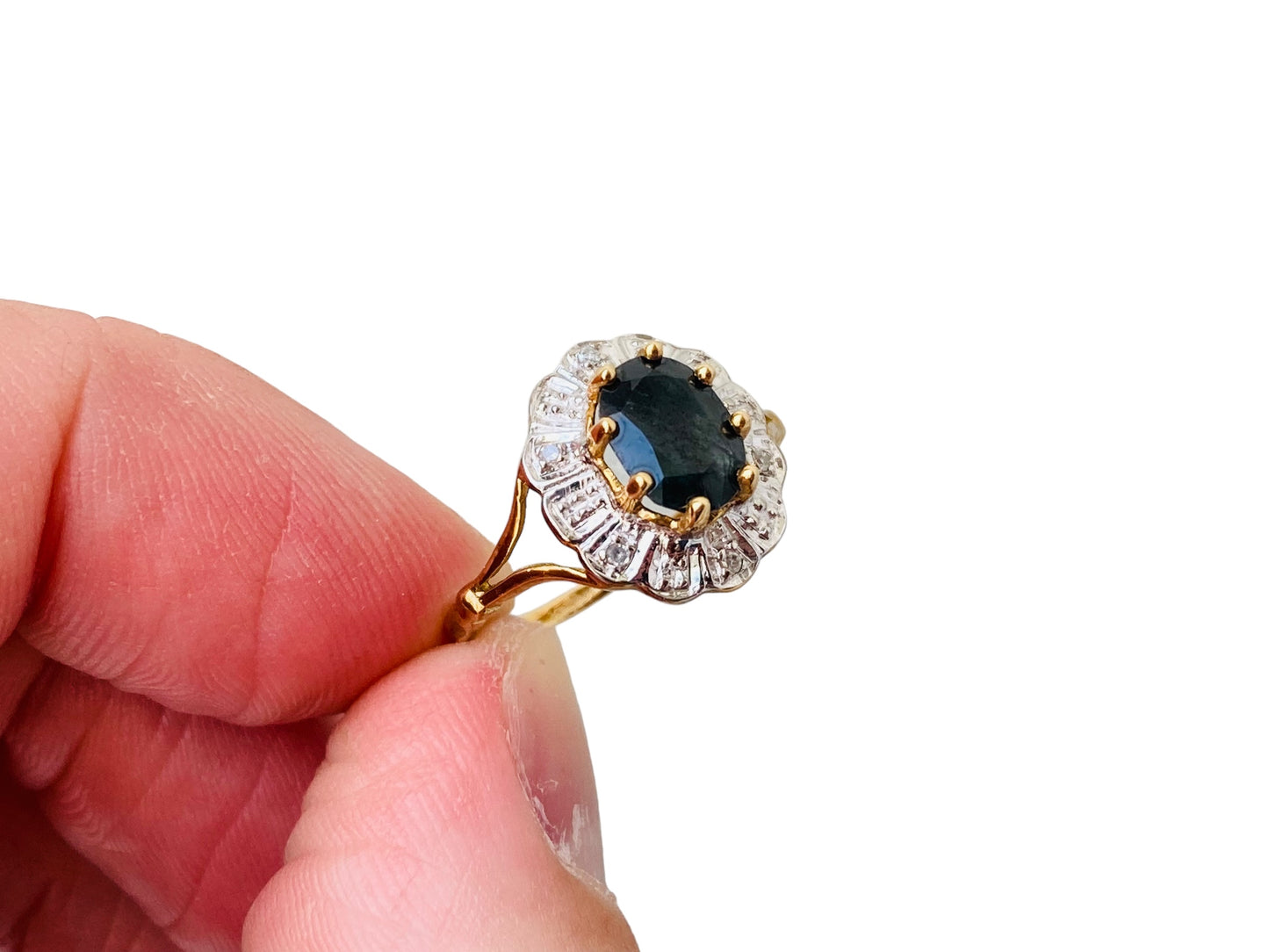 9ct Gold Sapphire & Diamond Cluster Ring