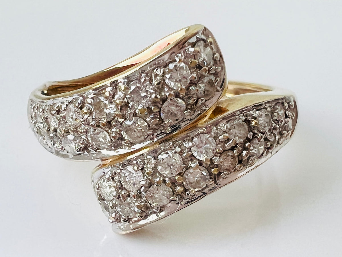 9ct Gold Diamond Crossover Ring