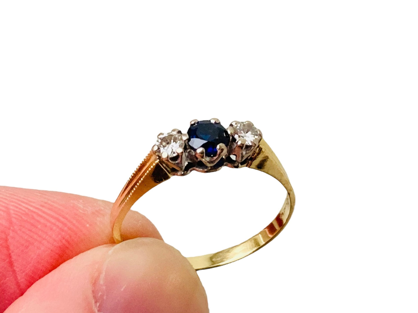 Vintage 18ct Gold Sapphire & Diamond Trilogy Ring