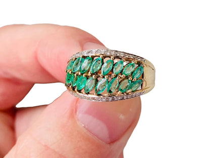 9ct Gold Emerald & Diamond Ring