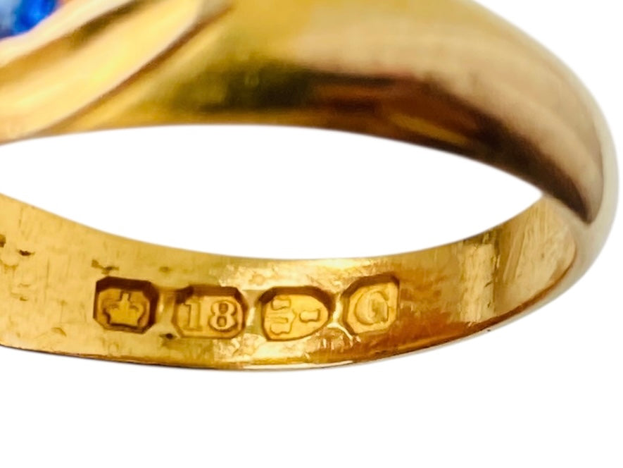 Antique Victorian 18ct Gold Sapphire & Diamond Ring