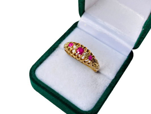 Antique 18ct Gold Ruby & Diamond Ring