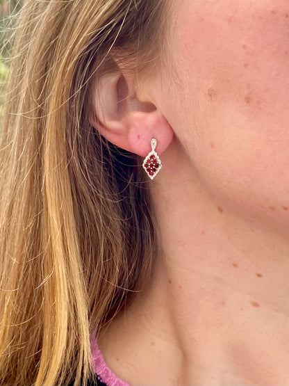 9ct Gold Garnet & Diamond Earrings