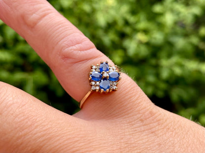 Vintage 9ct Gold Sapphire & Diamond Ring
