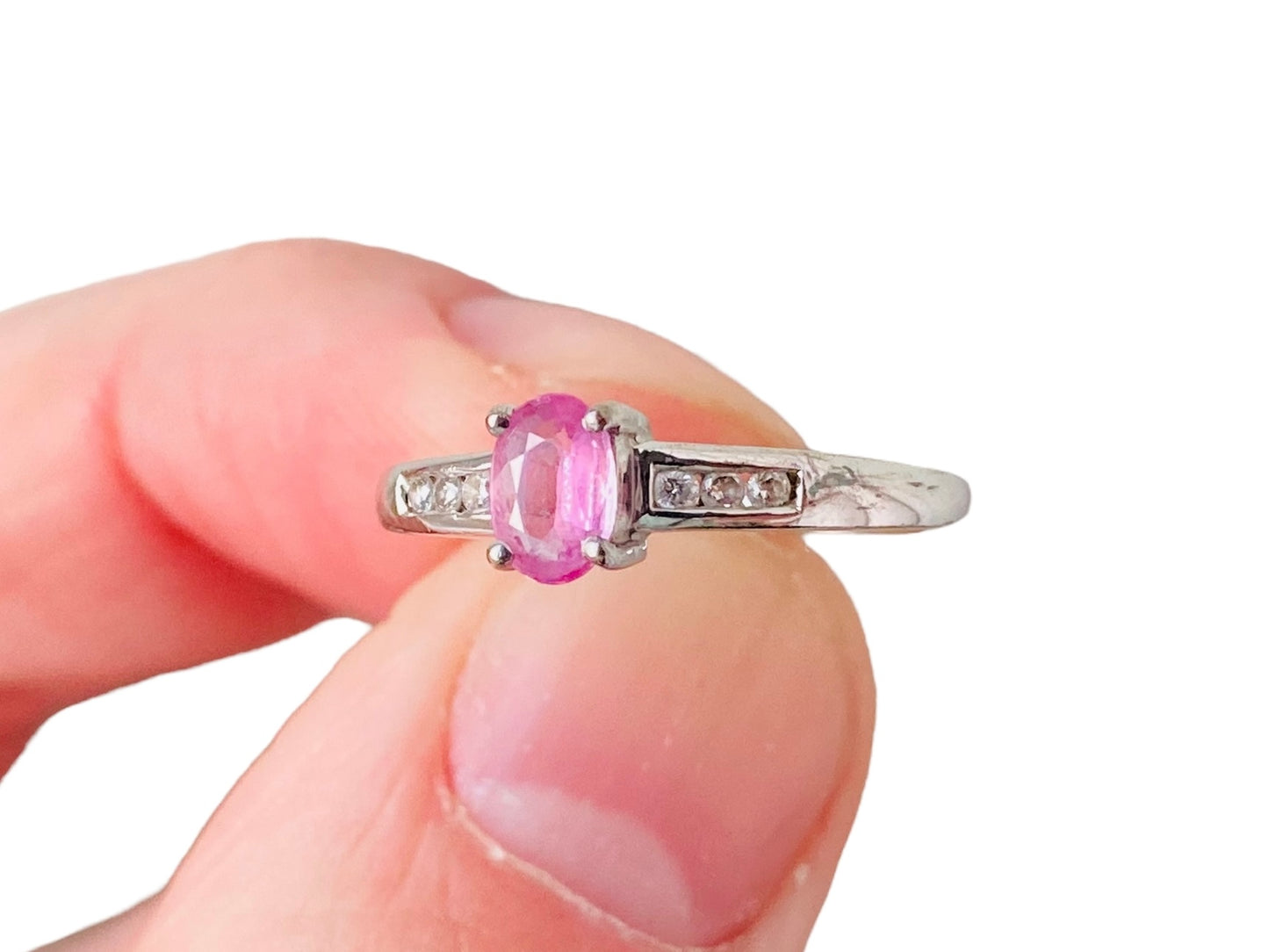 9ct Gold Pink Sapphire & Diamond Ring