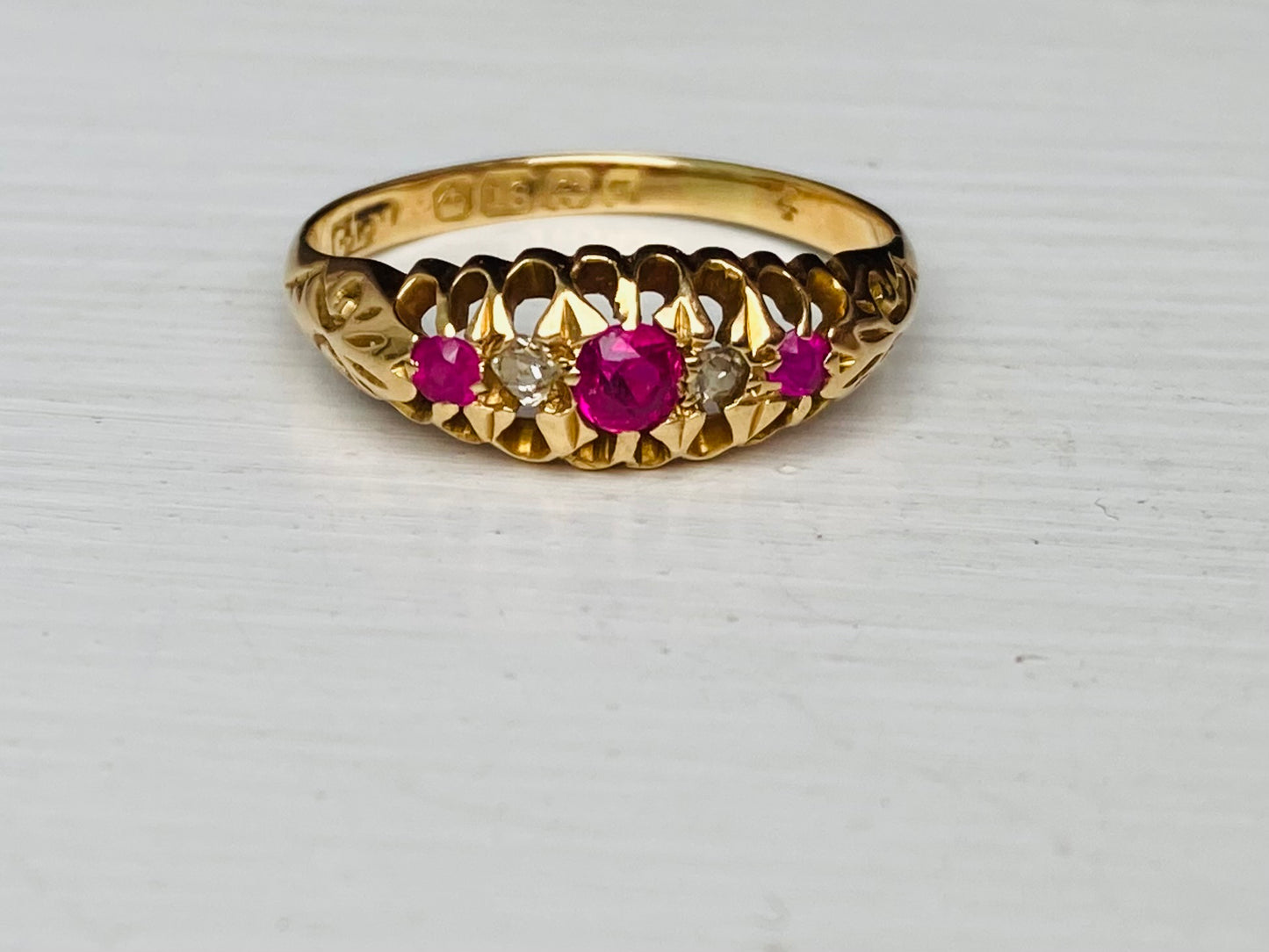 Antique 18ct Gold Ruby & Diamond Ring