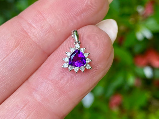 9ct Gold Amethyst & Diamond Pendant