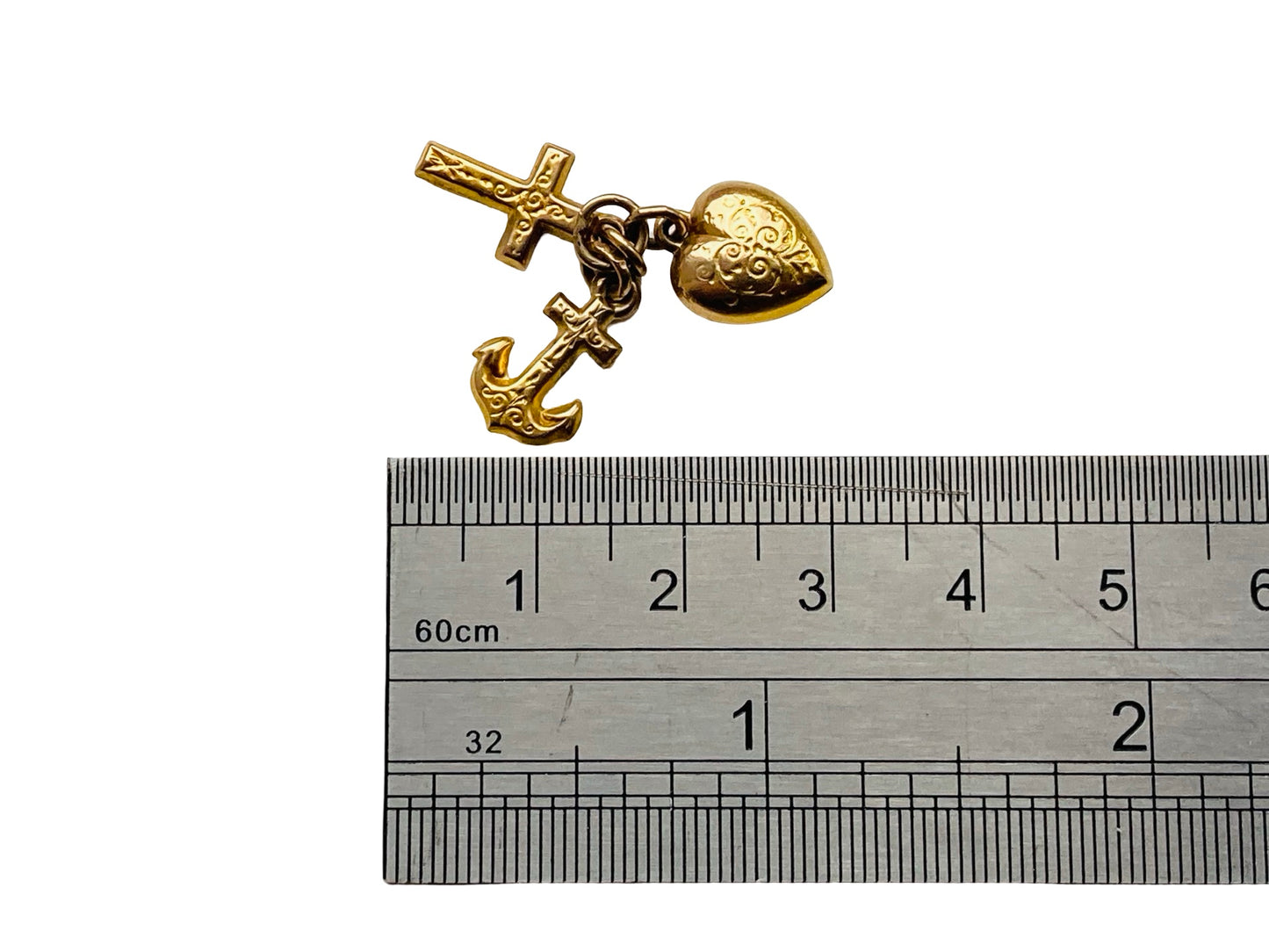 Vintage 9ct Gold Faith, Hope & Charity Pendant or Charm