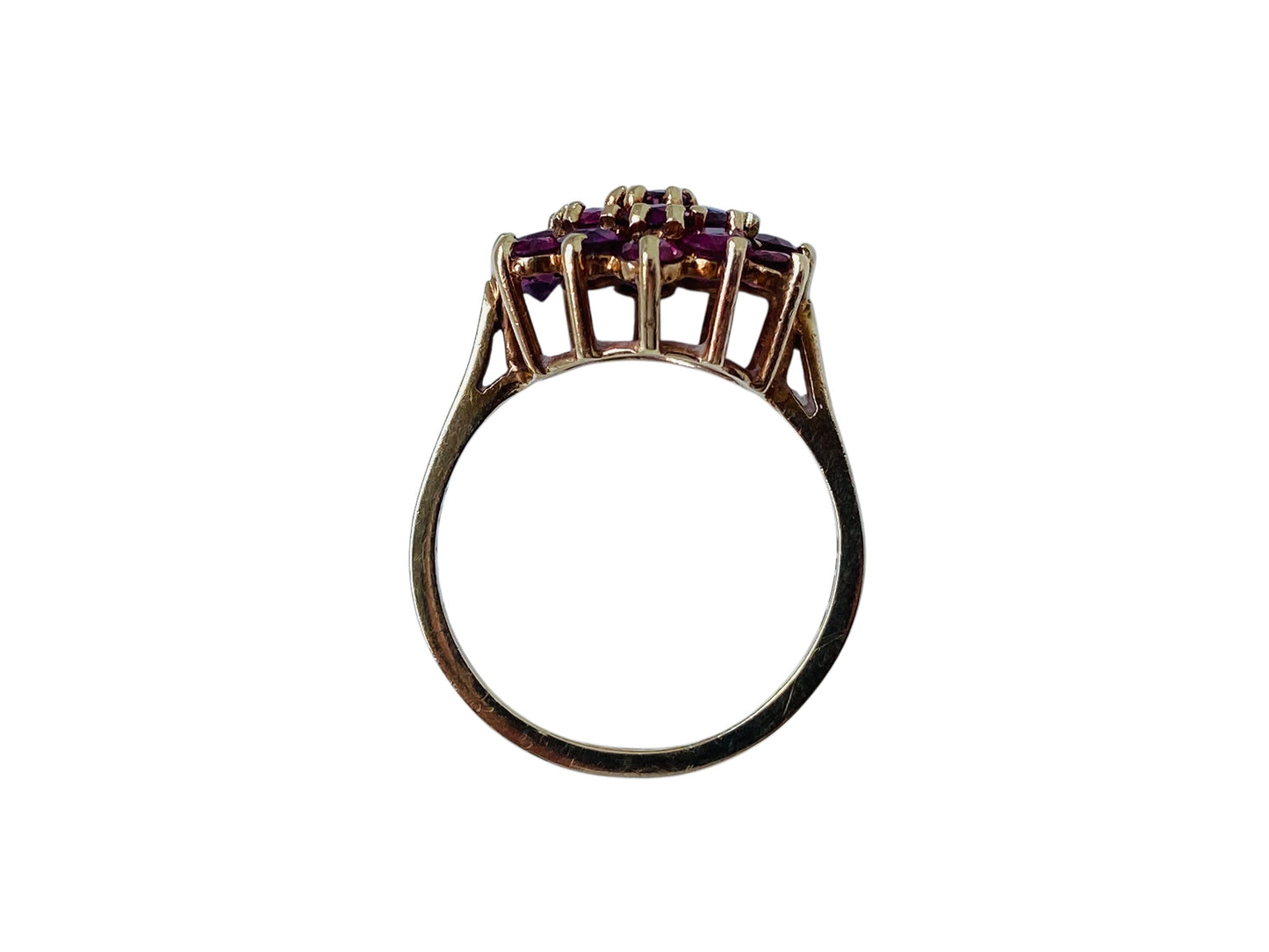 Vintage 9ct Gold Ruby Cluster Ring
